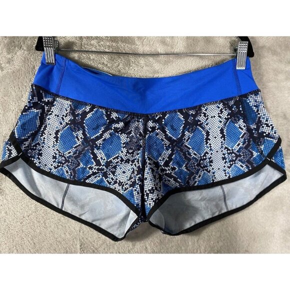 Lululemon Speed Shorts Size 8 | Blue Snake Print | Rare & Trendy - Picture 4 of 16